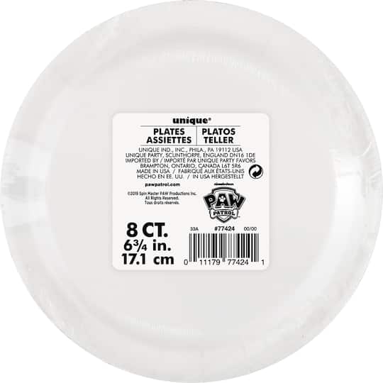 7" PAW Patrol™ Paper Plates, 8ct,